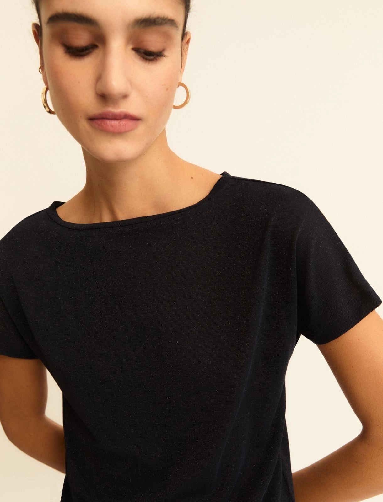 T-shirt Emme Aderente con Lurex - Blu