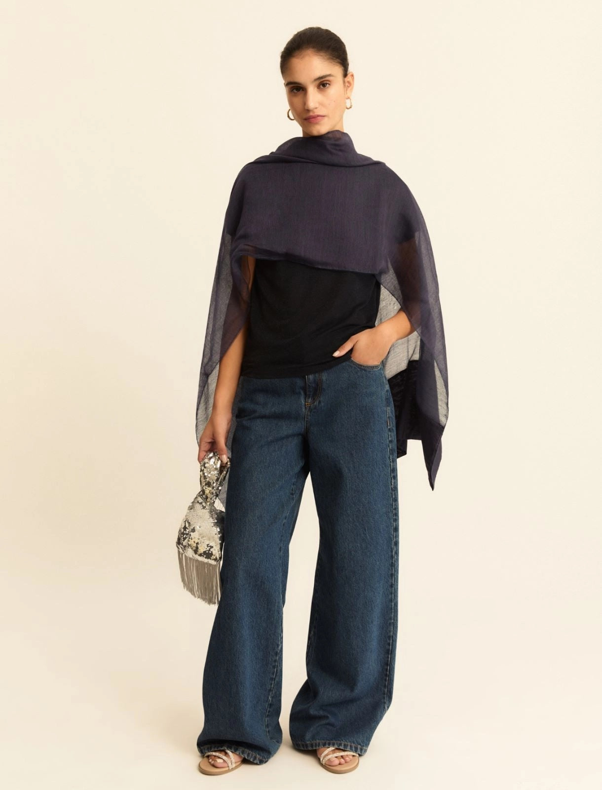 T-shirt Emme Aderente con Lurex - Blu