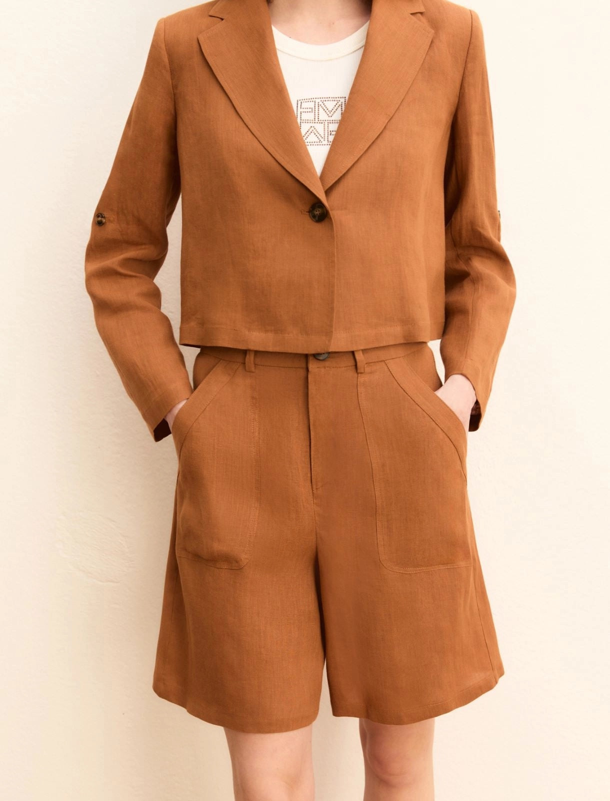 Bermuda Emme in puro lino - Terra