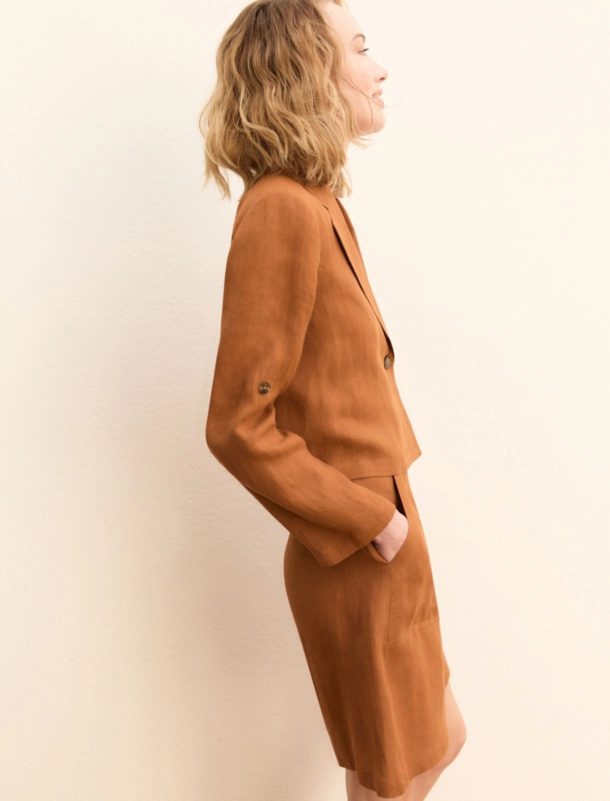 Bermuda Emme in puro lino - Terra