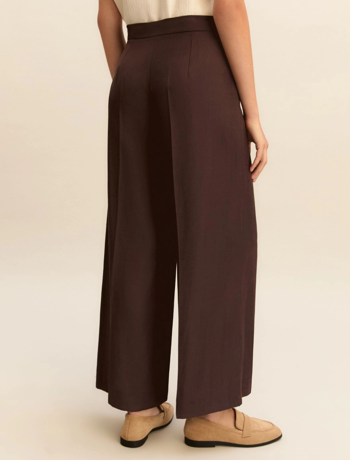 Pantaloni Emme Dritti in Twill di Misto Lino - Testa di Moro