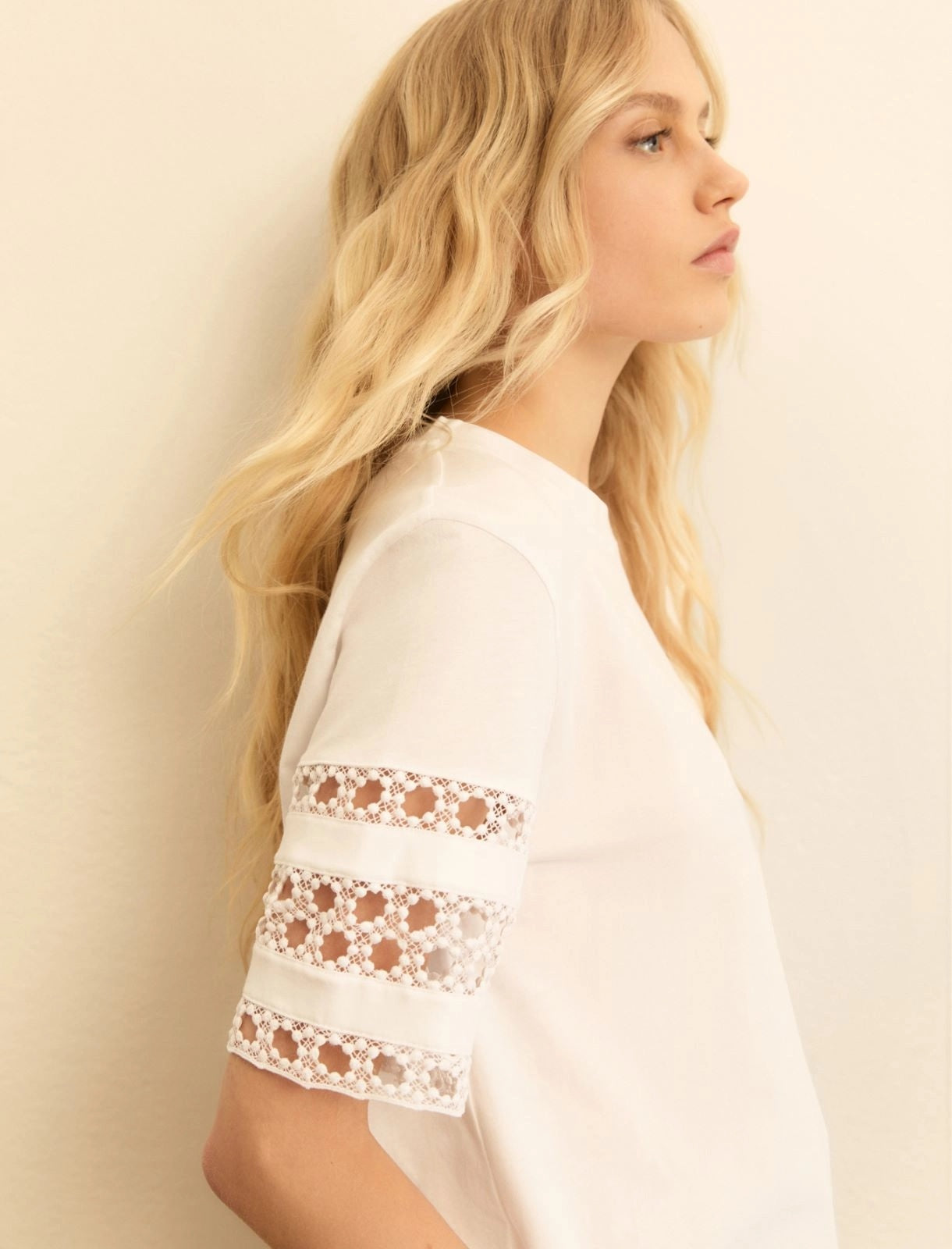 T-shirt Emme in Jersey con Passamaneria - Bianco