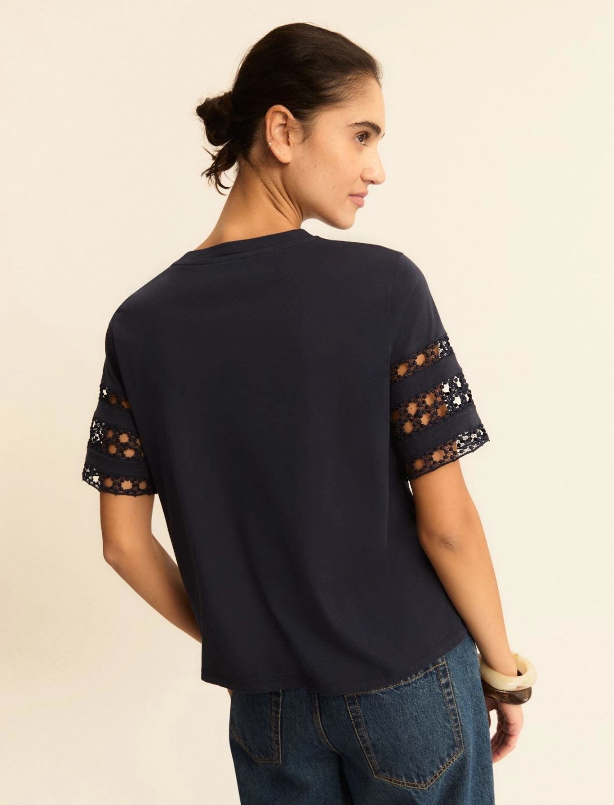 T-shirt Emme in Jersey con Passamaneria - Blu Notte