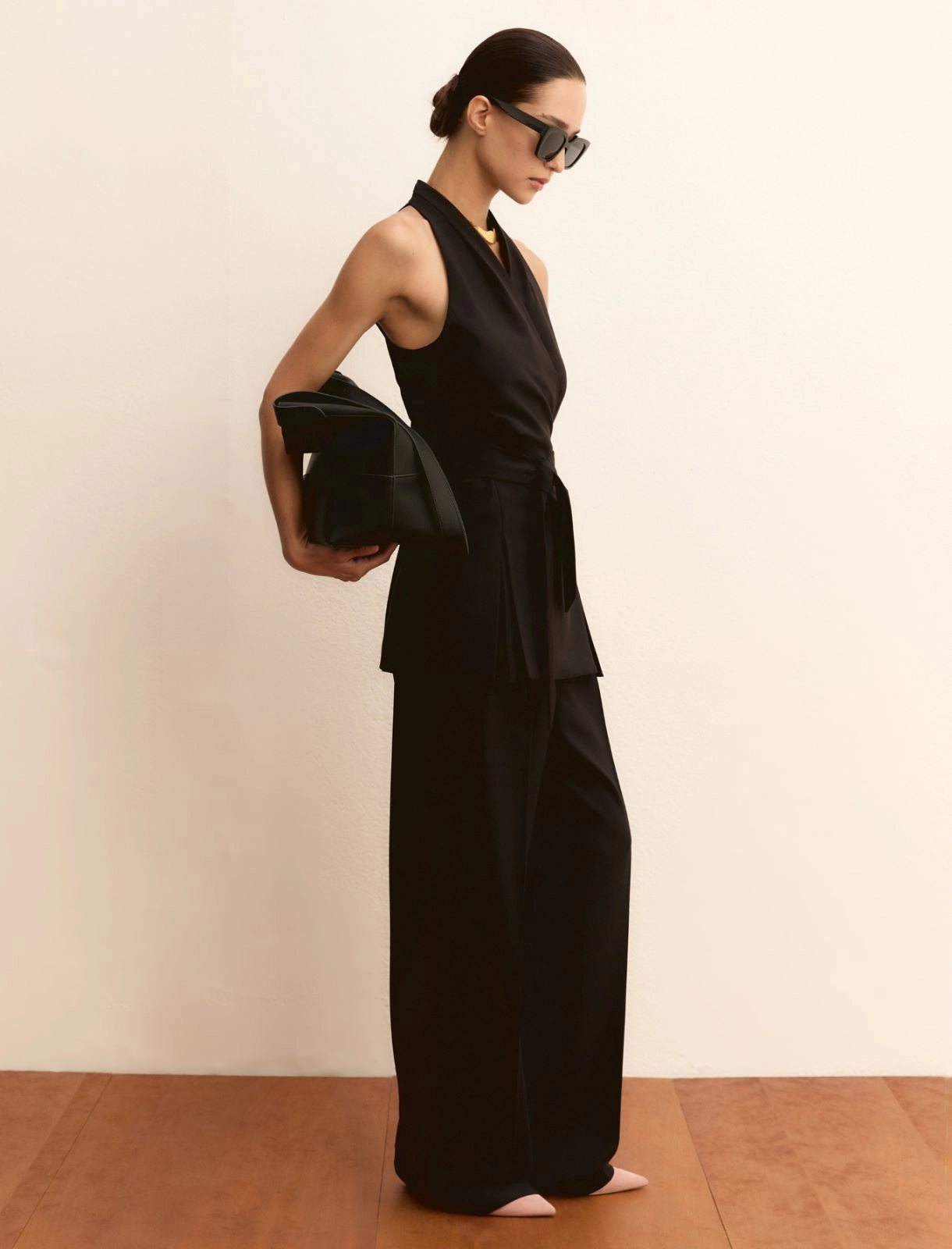 Coordinato Emme Top Smanicato e Pantalone - Nero