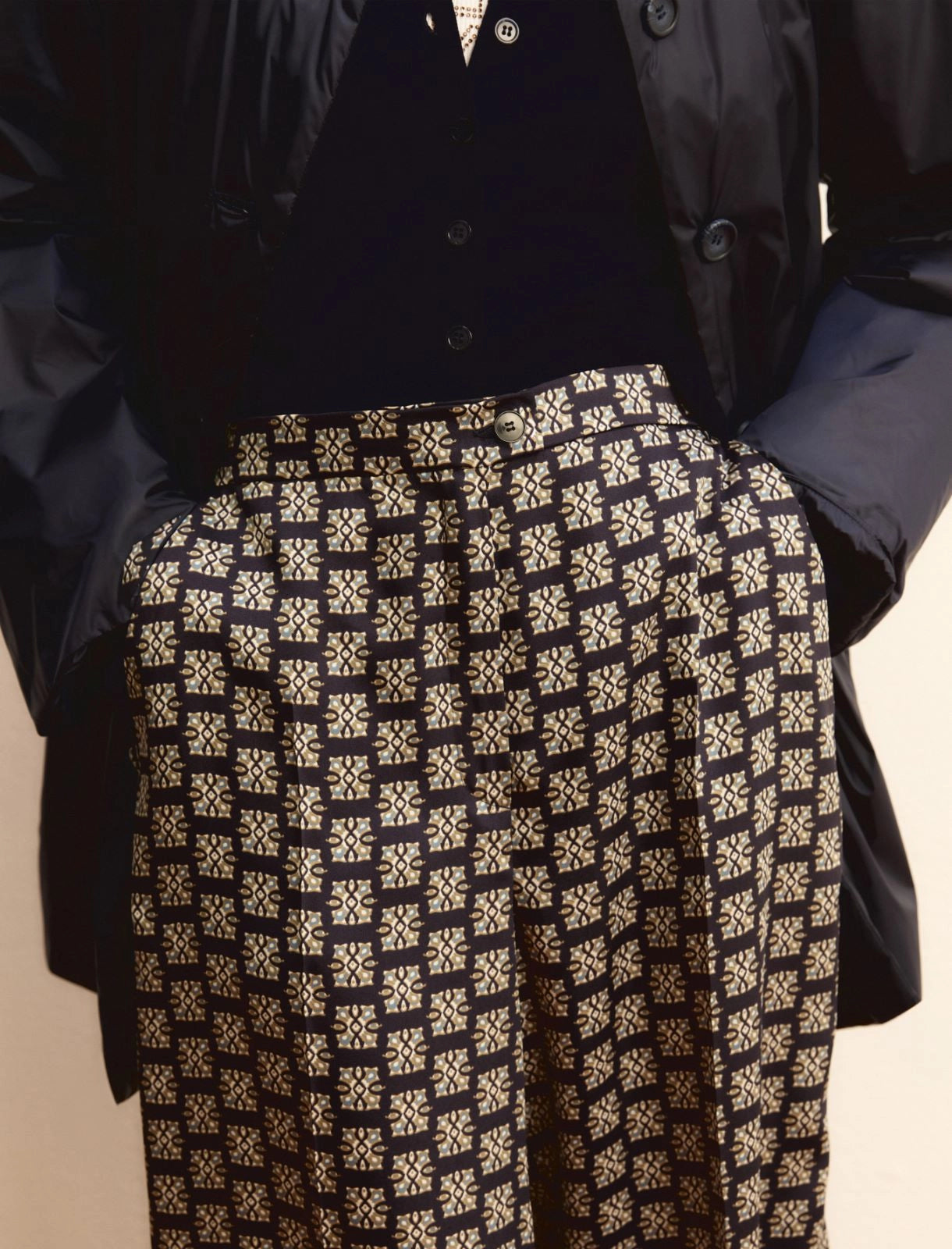 Pantalone Emme in Twill Stampato - Blu