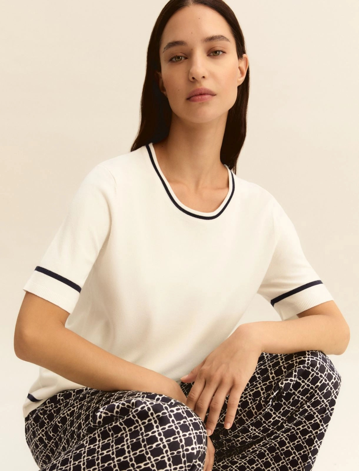 T-shirt Emme in Viscosa Stretch - Bianco Blu