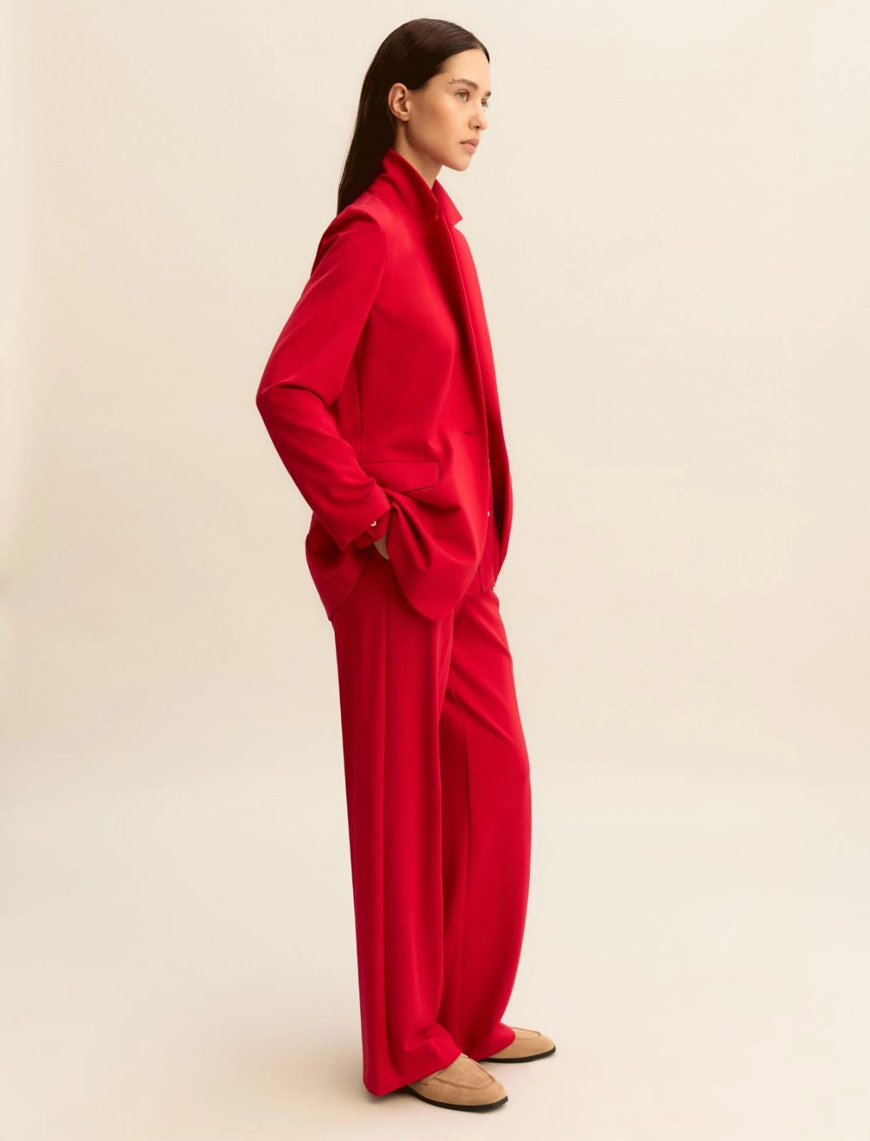 Giacca Emme Monopetto in Jersey Stretch - Rosso