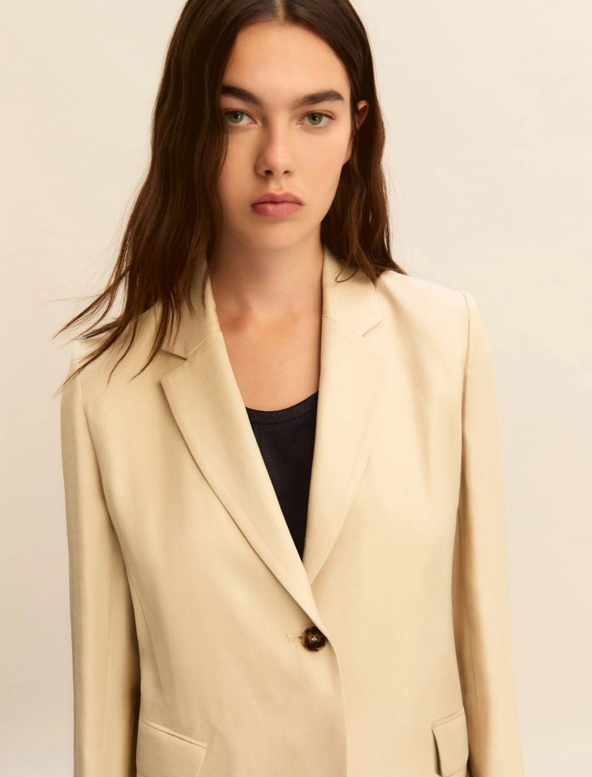 Giacca Emme in Twill di Misto Lino - Beige