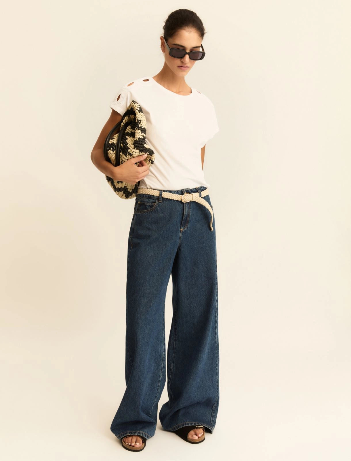 T-shirt in Jersey con Maniche a Kimono - Bianco Ottico