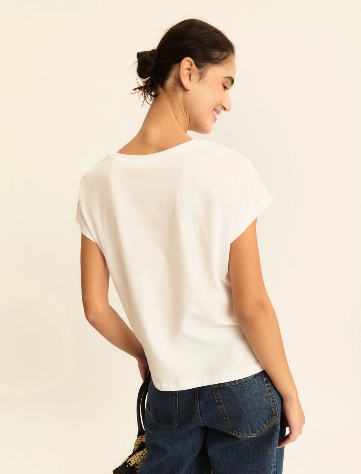 T-shirt in Jersey con Maniche a Kimono - Bianco Ottico