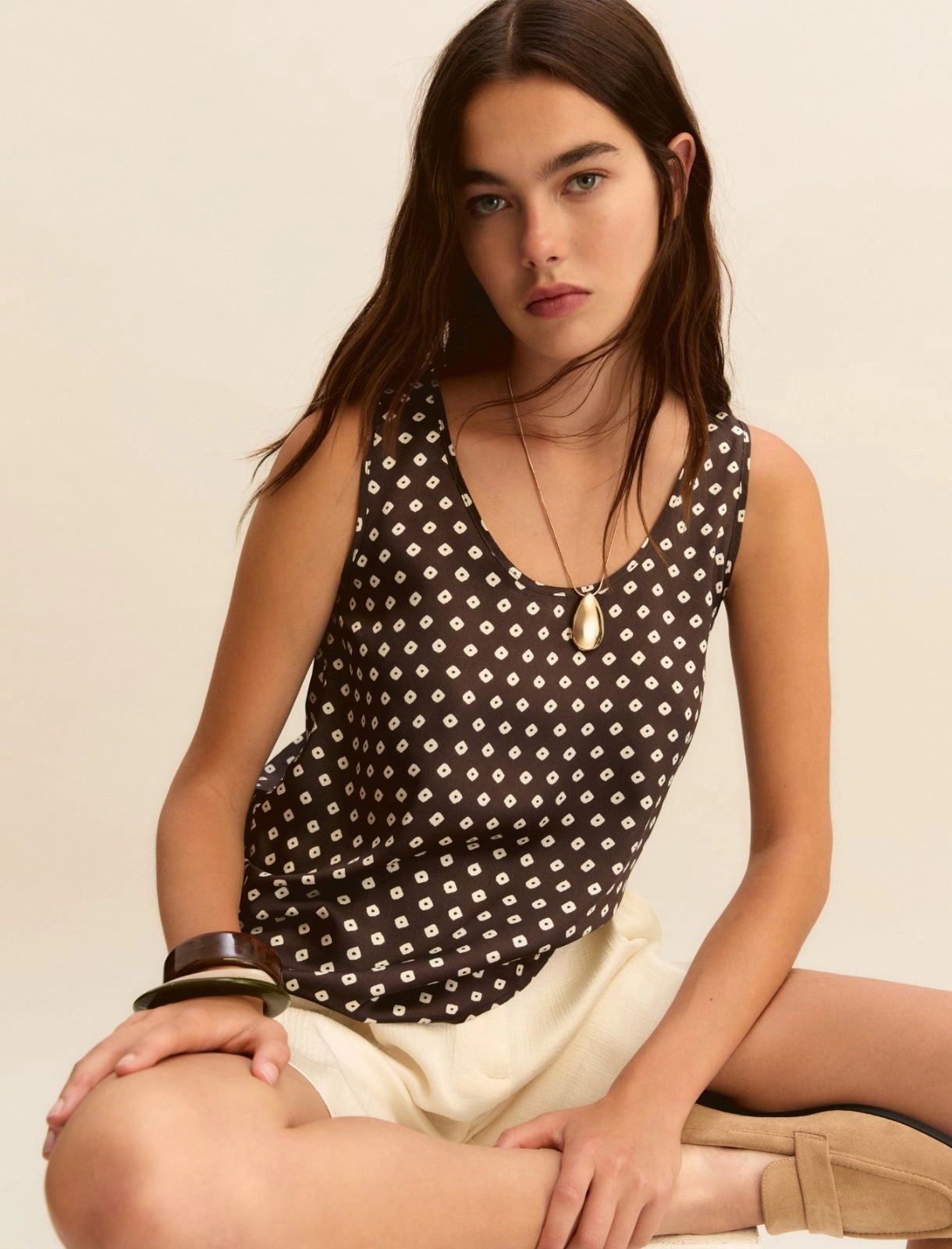 Canotta Emme in Twill Stampato - Kaki