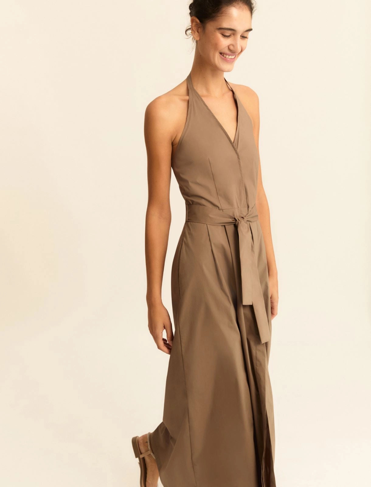 Abito Emme Smanicato in Popeline Stretch - Tortora