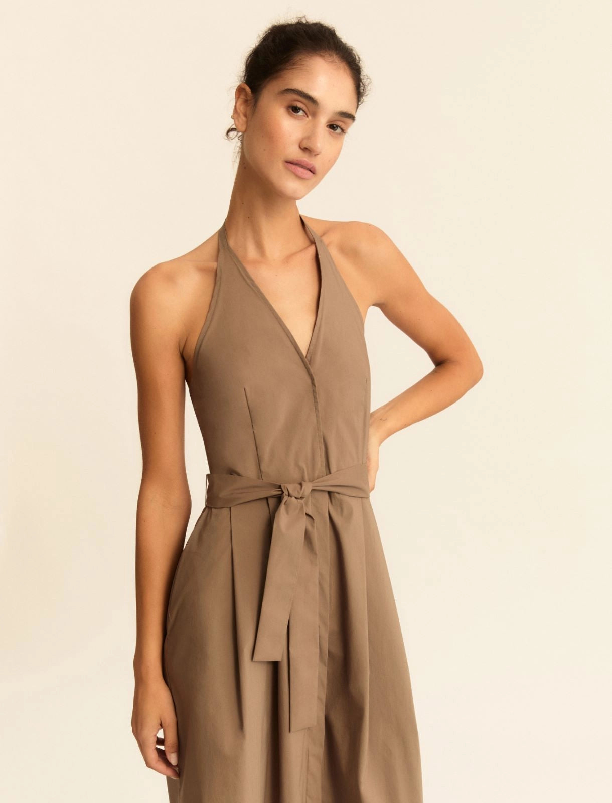 Abito Emme Smanicato in Popeline Stretch - Tortora