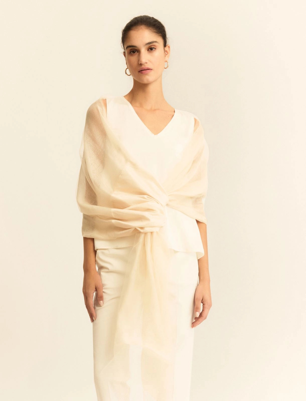 Stola Emme in organza - Ecru
