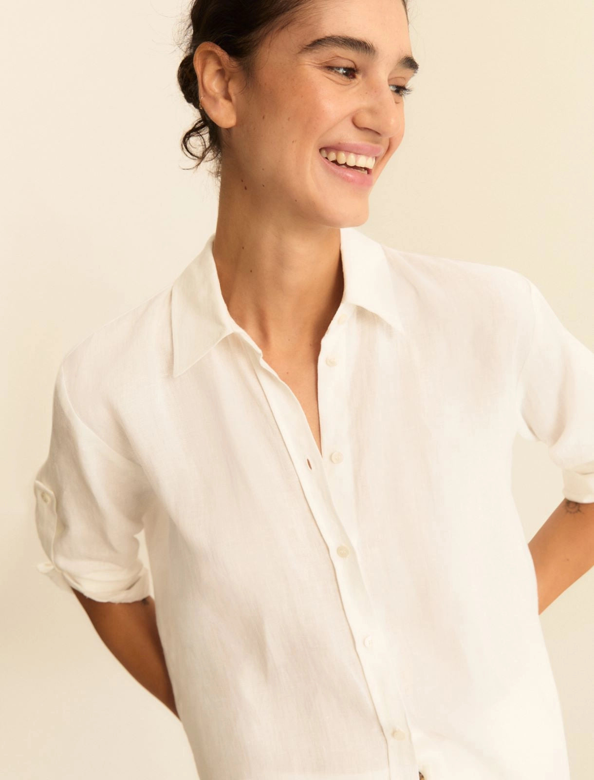 Camicia Emme in Tela di Puro Lino - Bianco