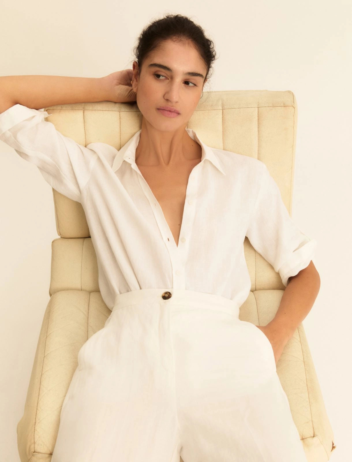 Camicia Emme in Tela di Puro Lino - Bianco