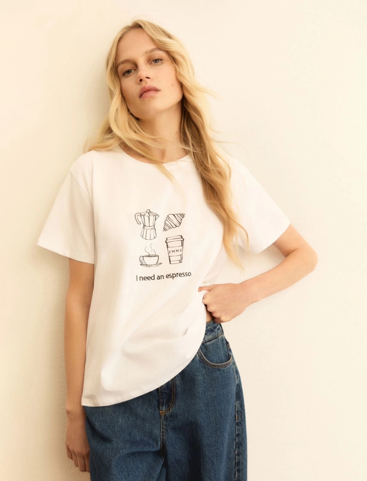 T-shirt Emme Stampata - Bianco Lana