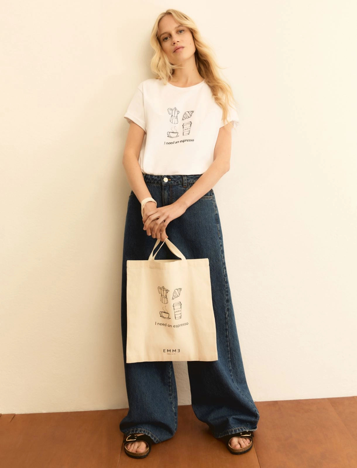 T-shirt Emme Stampata - Bianco Lana