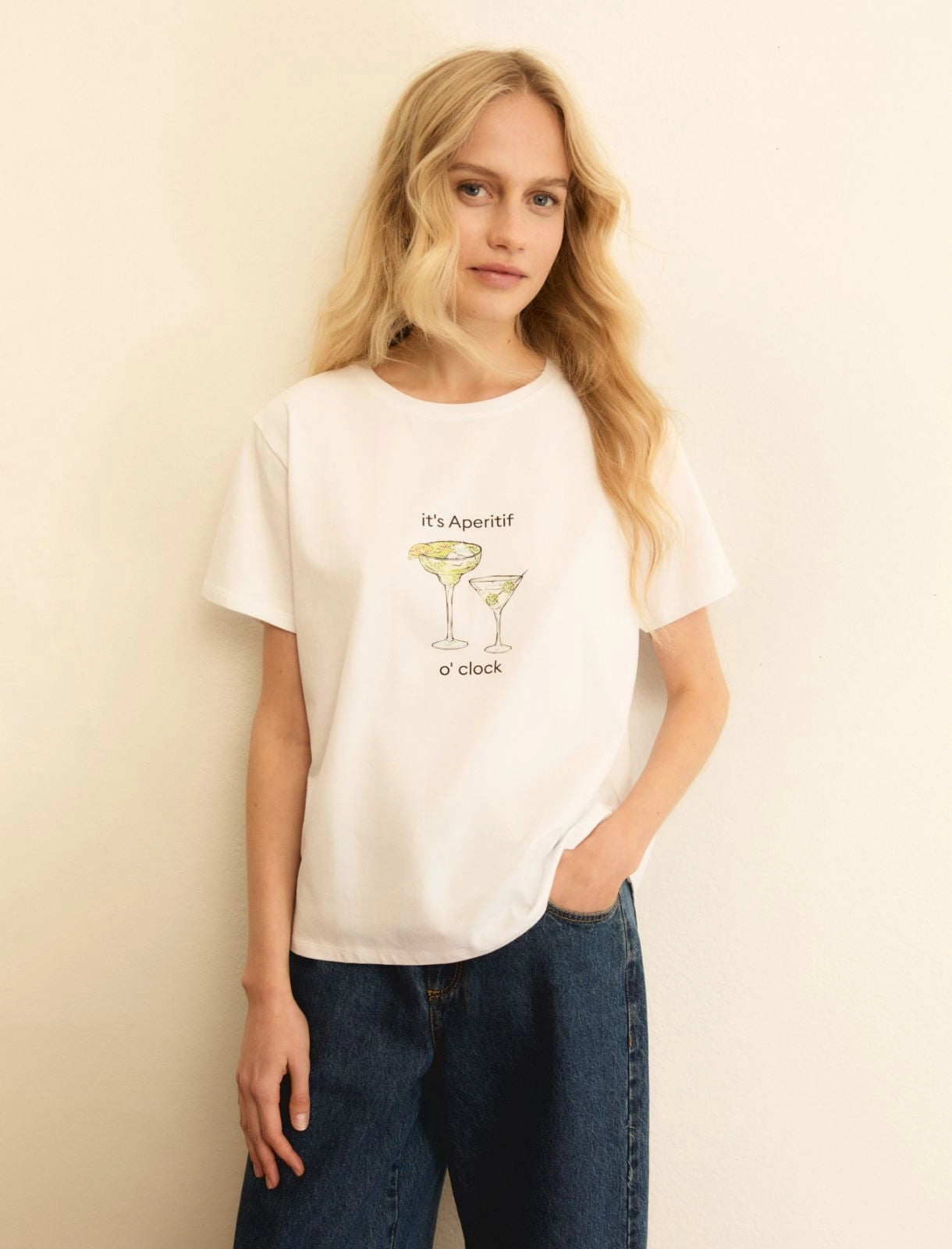 T-shirt Emme Stampata - Bianco Lana