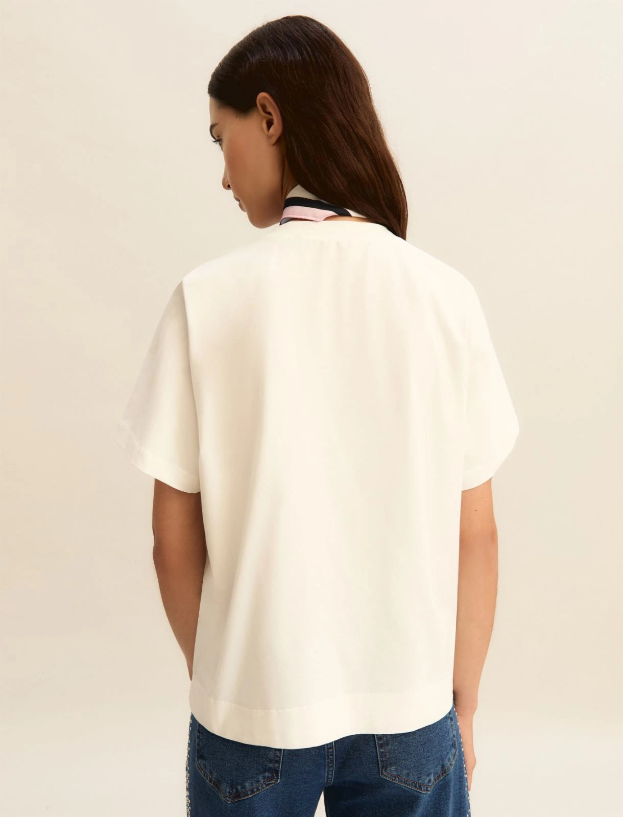T-shirt in jersey Emme con Foulard - Bianco