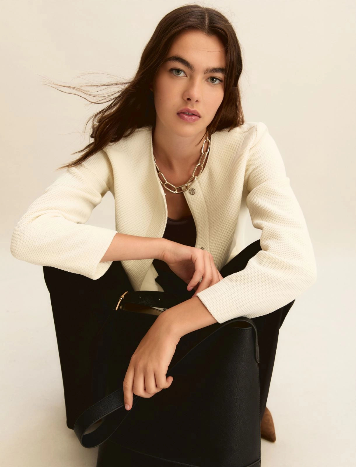 Giacca Emme Corta in Stuoia - Bianco Lana