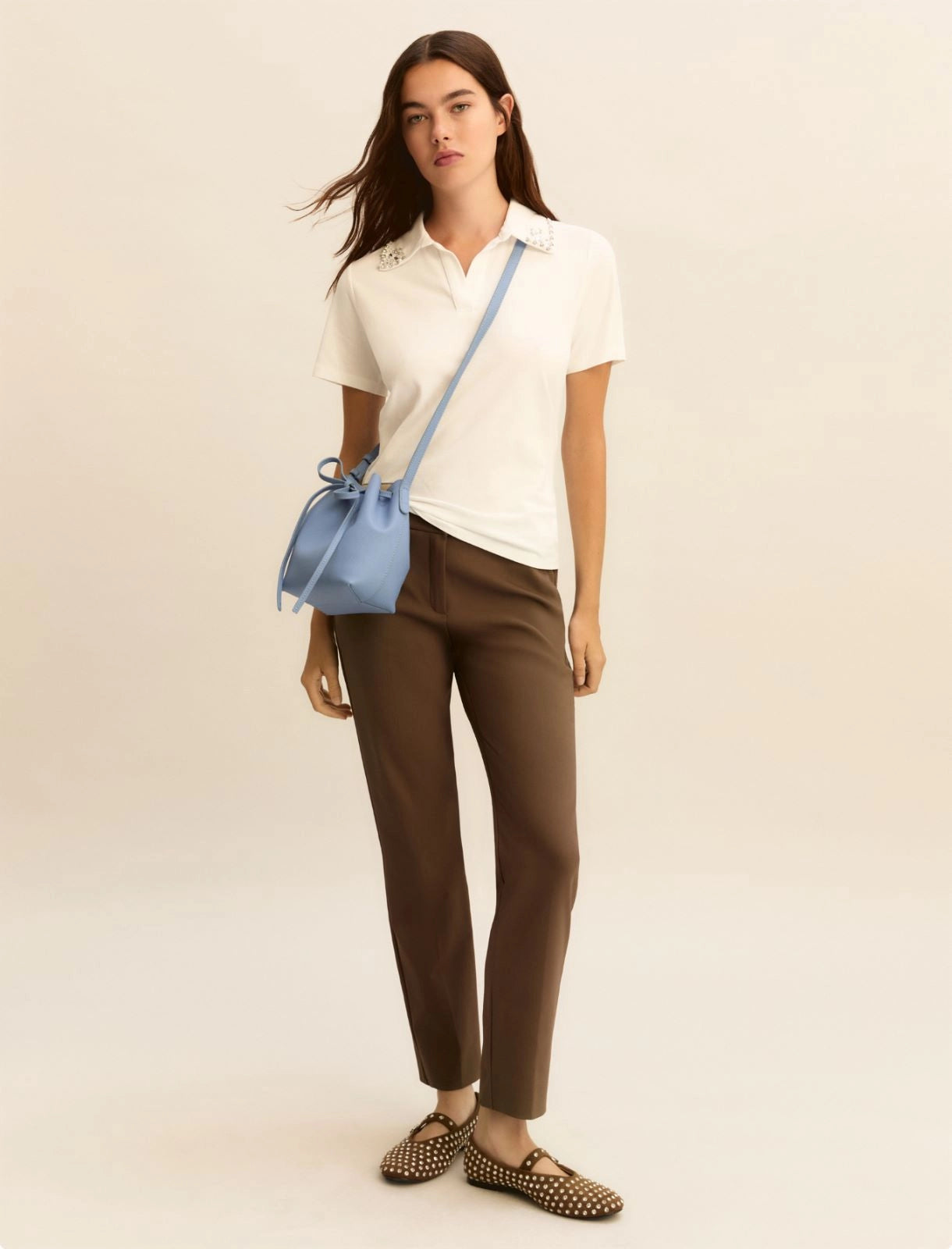 Polo Emme con Perle e Cristalli - Bianco