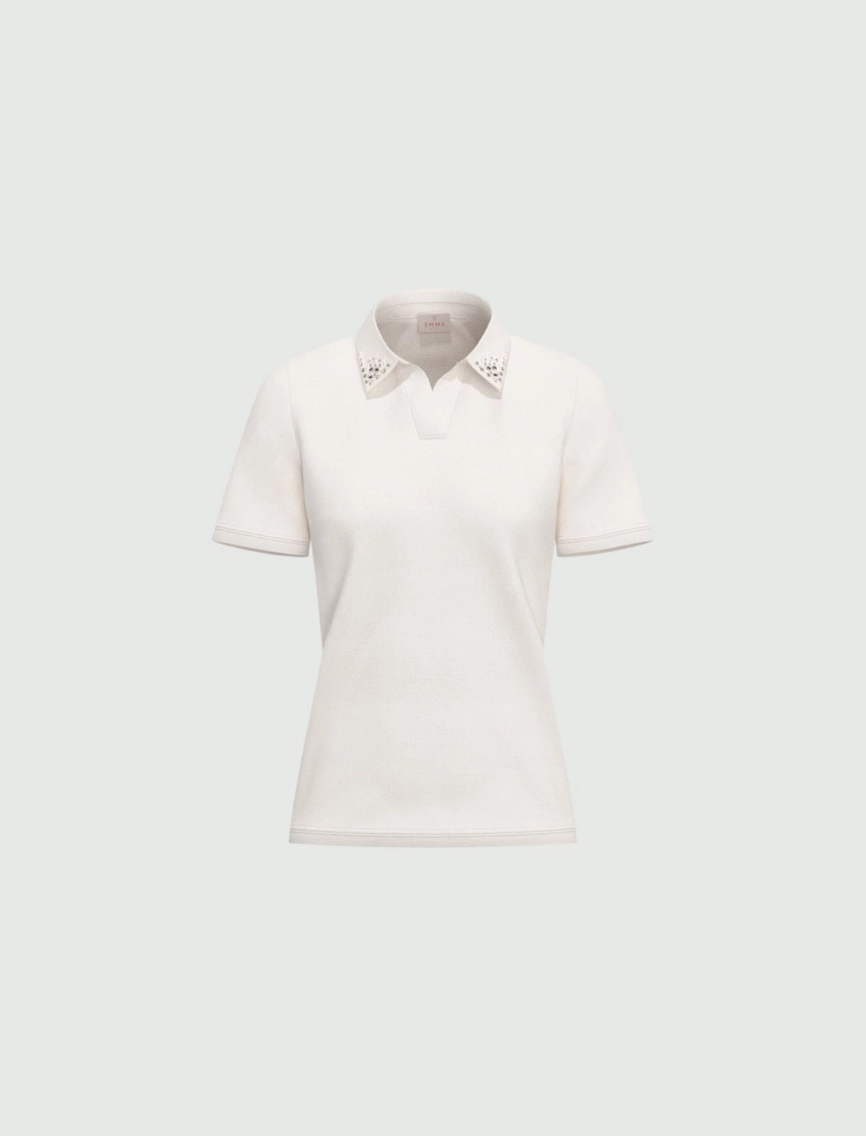 Polo Emme con Perle e Cristalli - Bianco