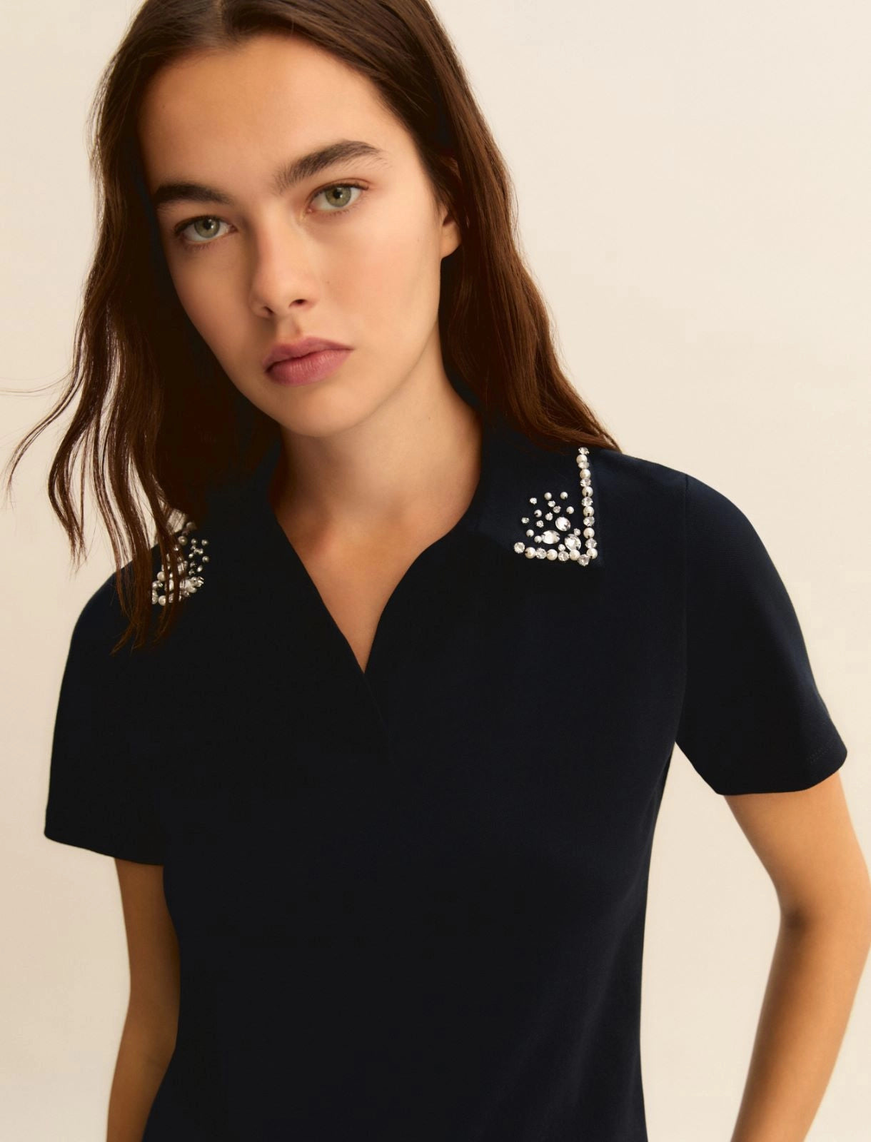 Polo Emme con Perle e Cristalli - Blu