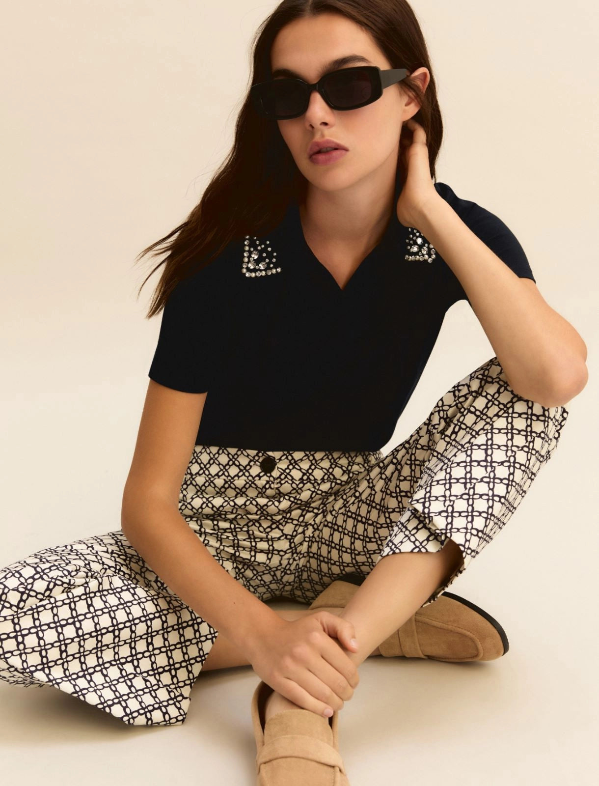 Polo Emme con Perle e Cristalli - Blu