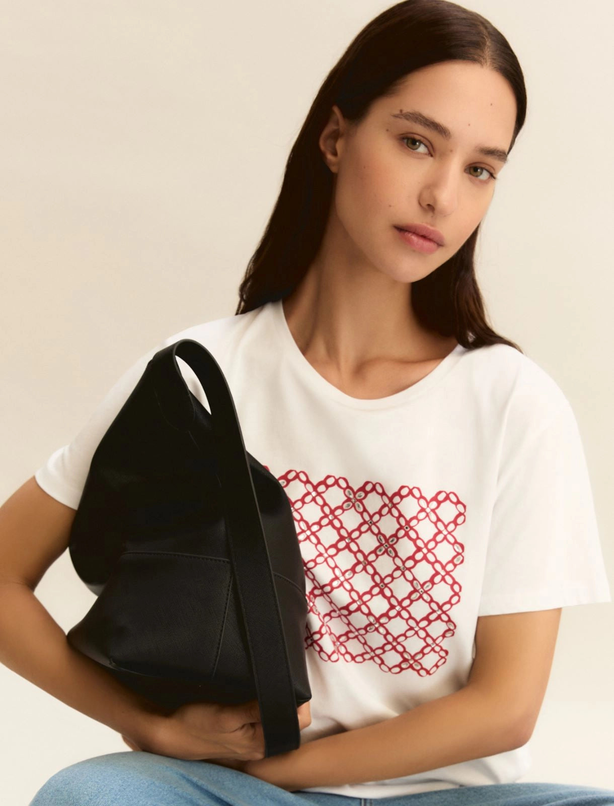 T-shirt con Stampa Emme - Rosso