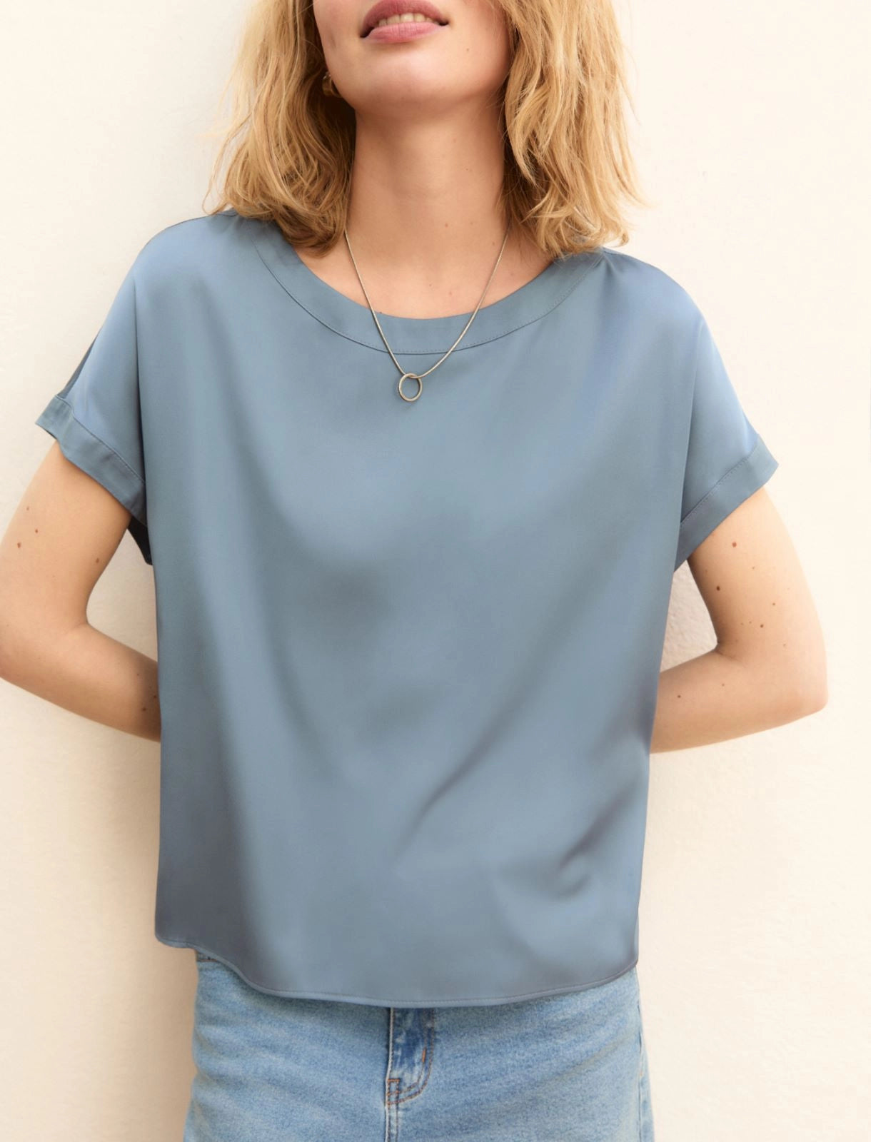 Blusa Emme in Raso Stretch - Carta da Zucchero