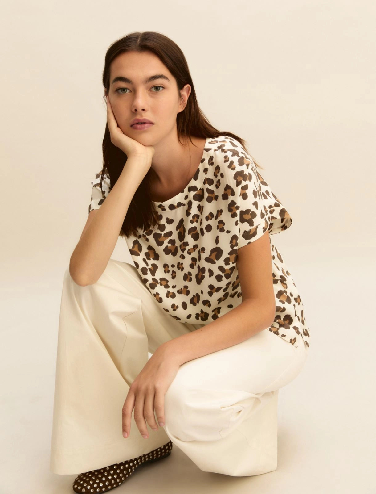 T-shirt Emme in Twill Stampato - Bianco Lana