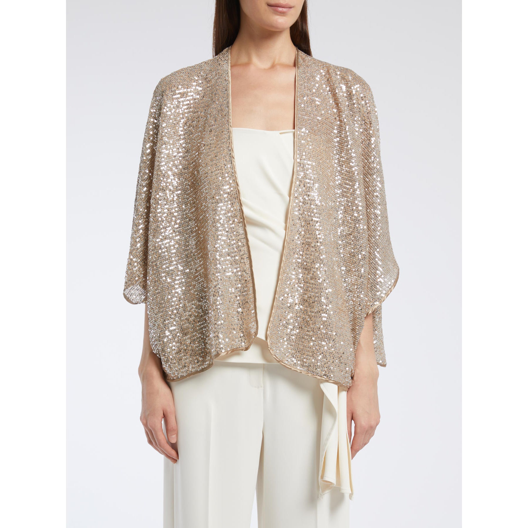 Coprispalle Emme in Tessuto con Paillettes - Beige
