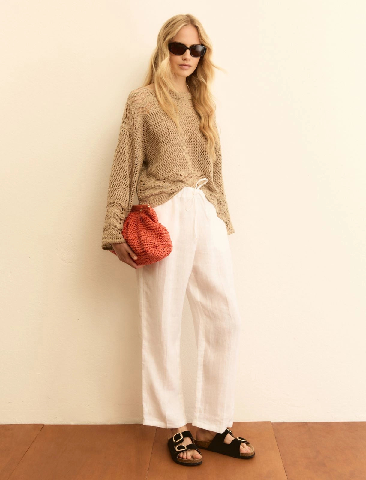 Jogger Emme in Tela di Lino - Bianco