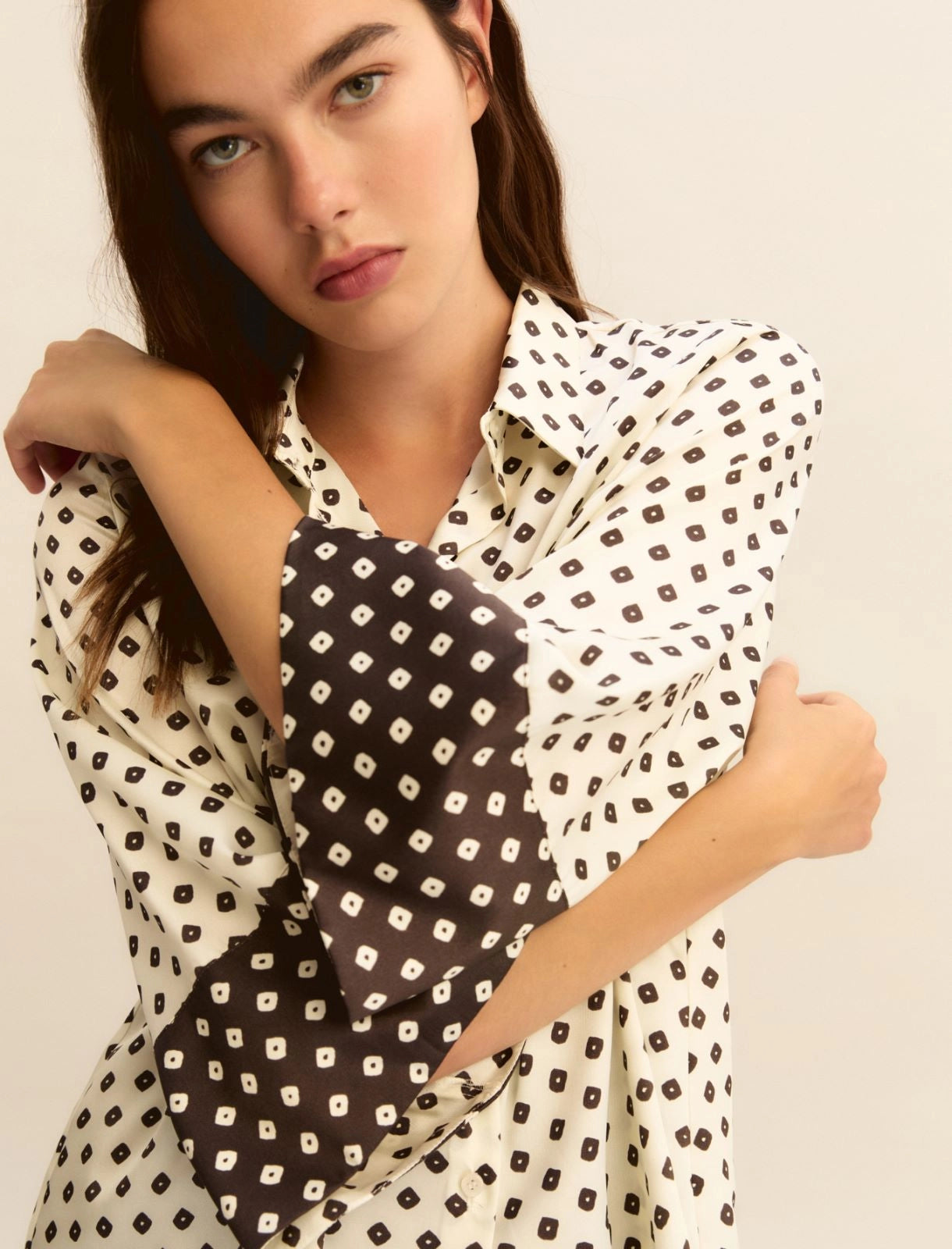 Camicia Emme in Twill Stampato - Bianco Lana