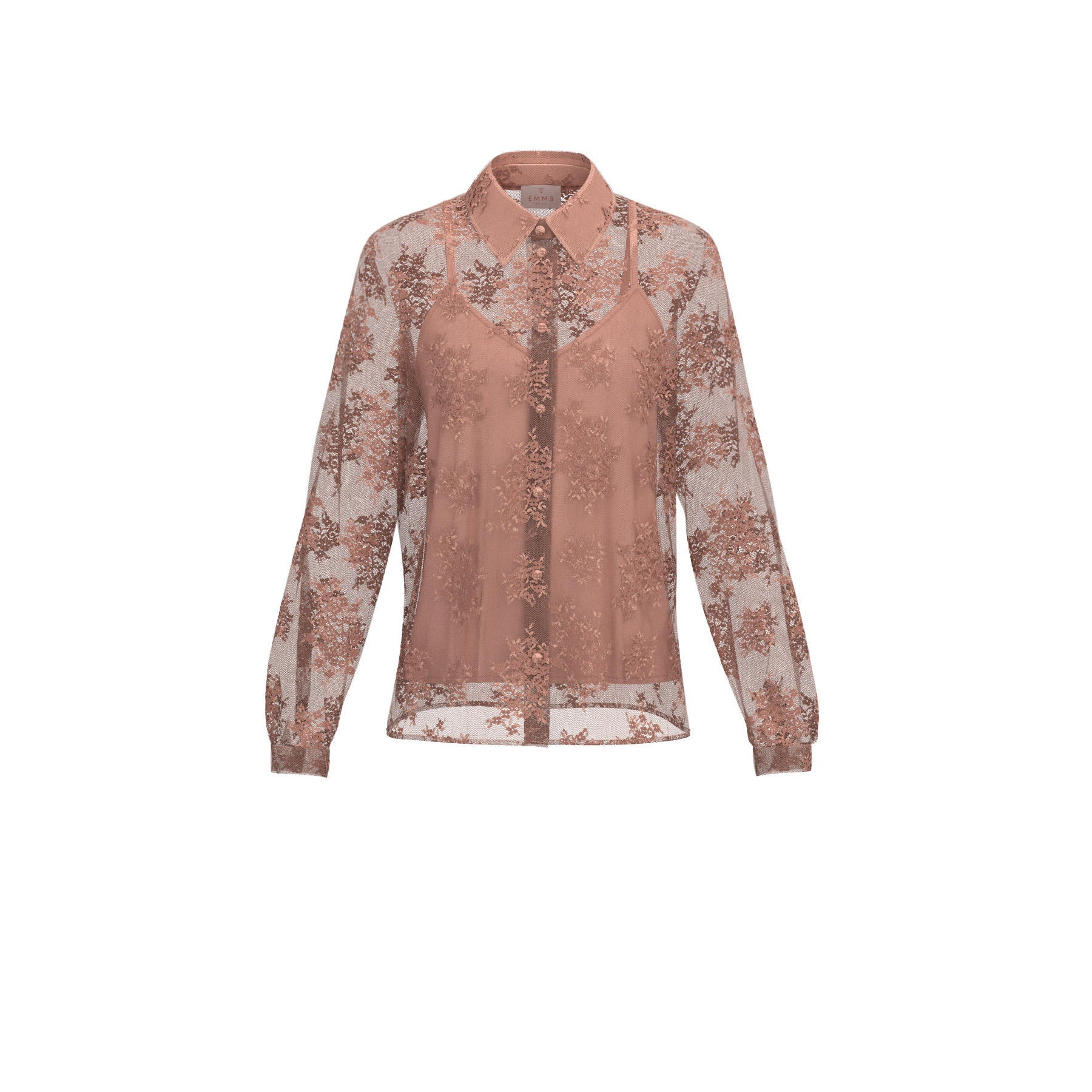 Camicia Emme in Pizzo Chantilly - Malva