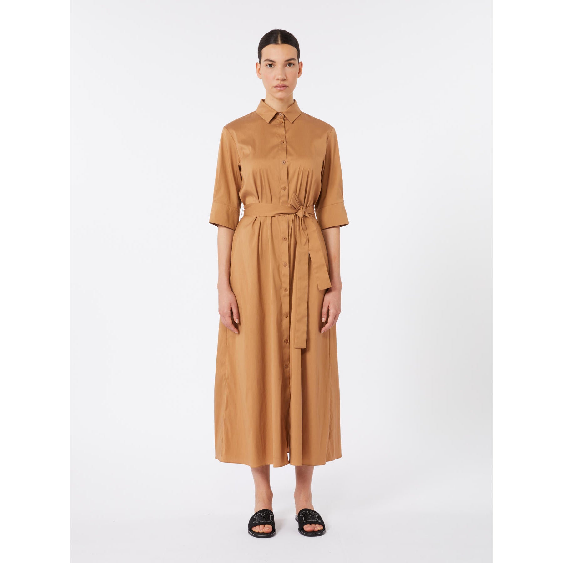 Abito in Popeline Max Mara Beachwear - Cognac