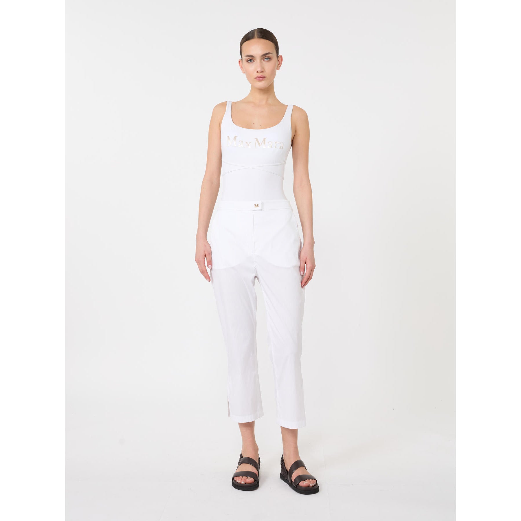 Pantalone in popeline Max Mara Beachwear - Bianco