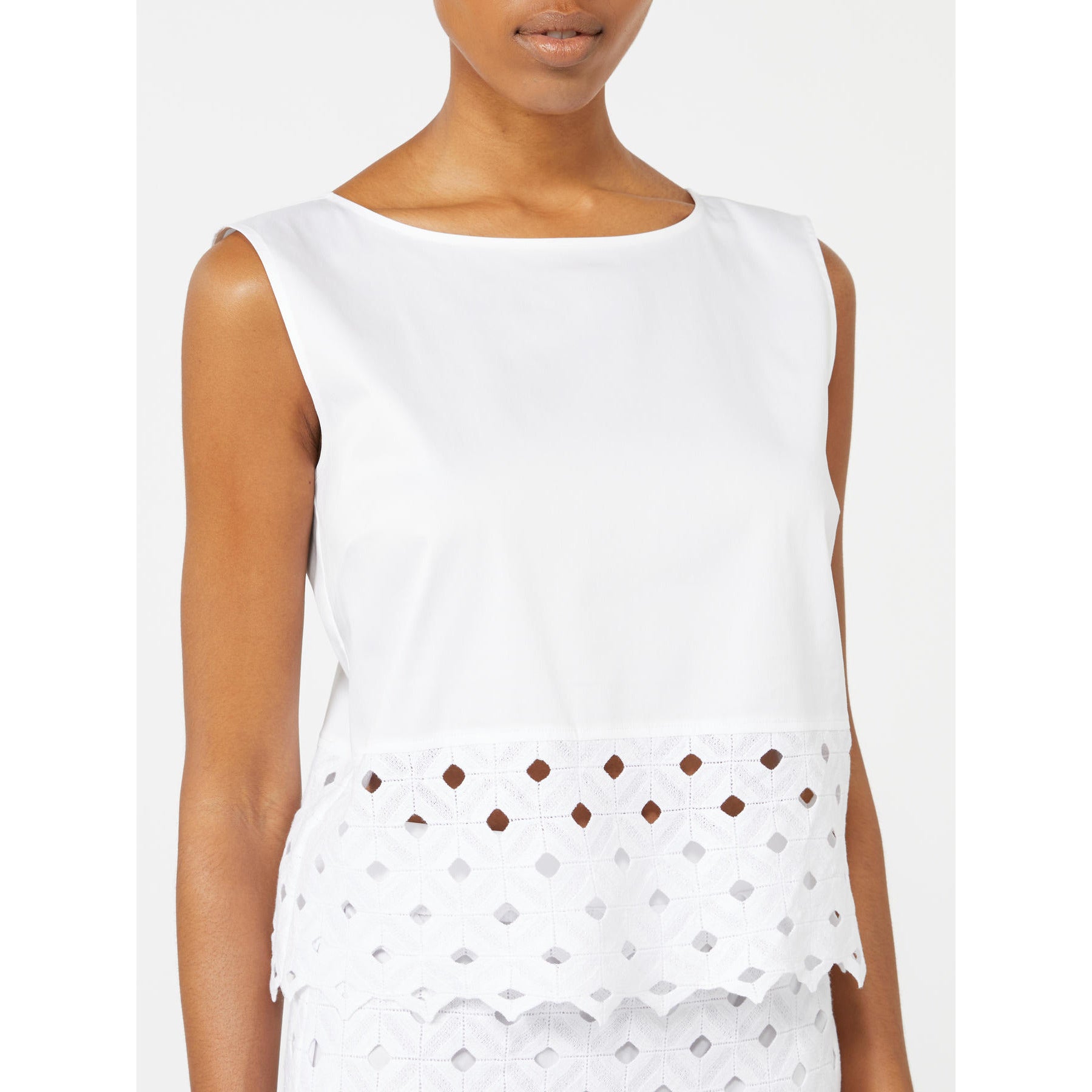 Top Crop Smanicato Max Mara Beachwear - Bianco