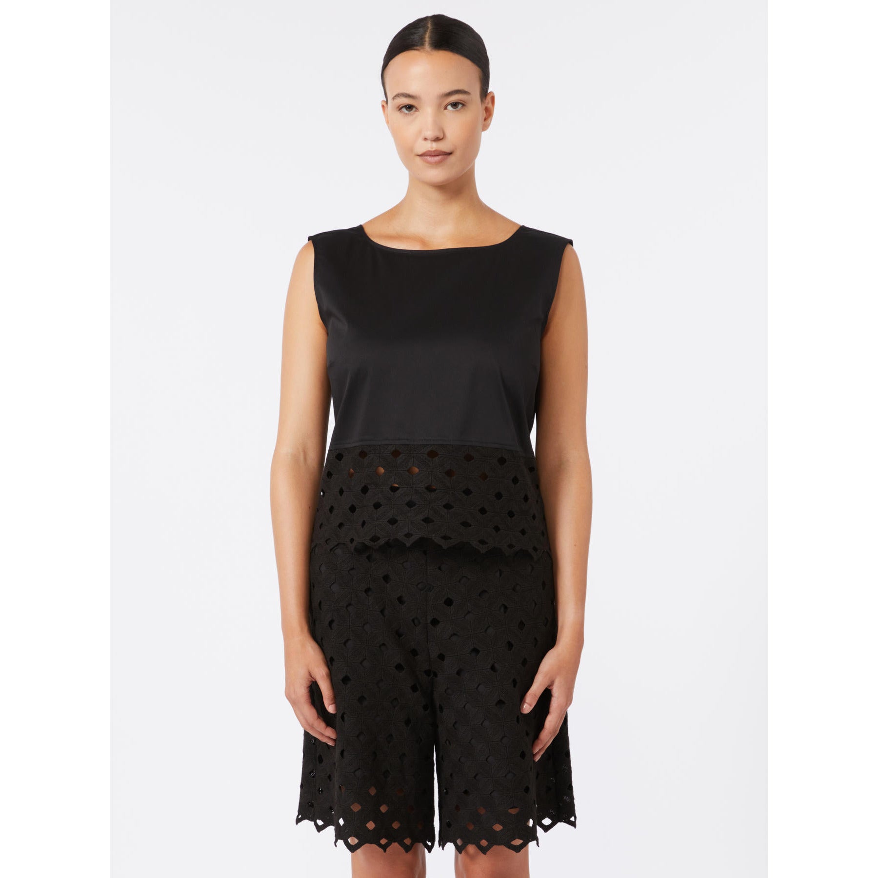 Top Crop Smanicato Max Mara Beachwear - Nero