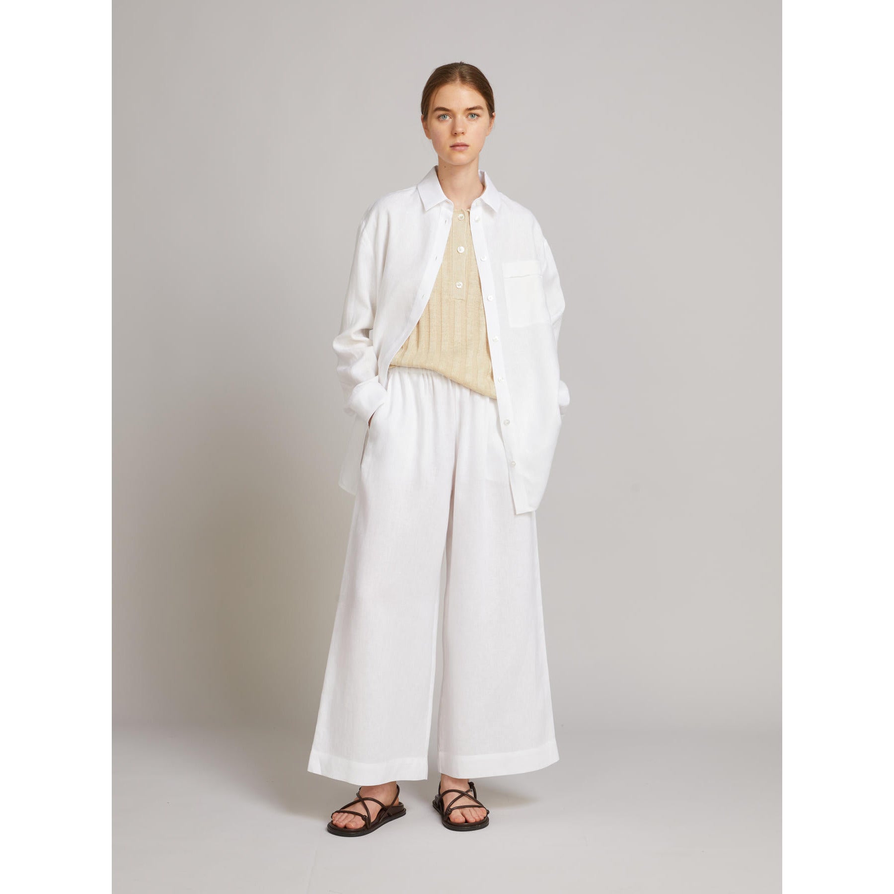 Camicia in tela puro lino MM by Max Mara - Bianco