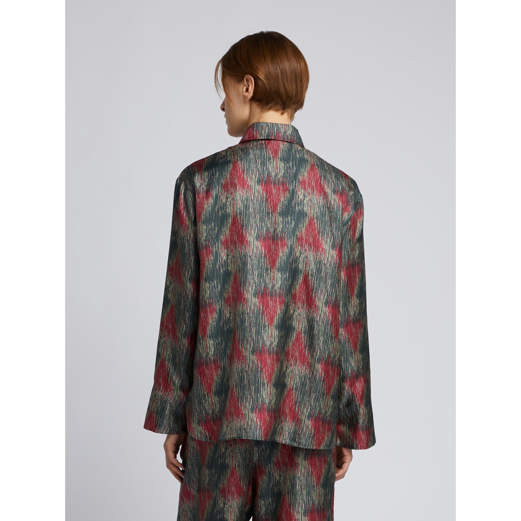 Camicia in Pura Seta MM by Max Mara - Triangolo Astratto Piombo