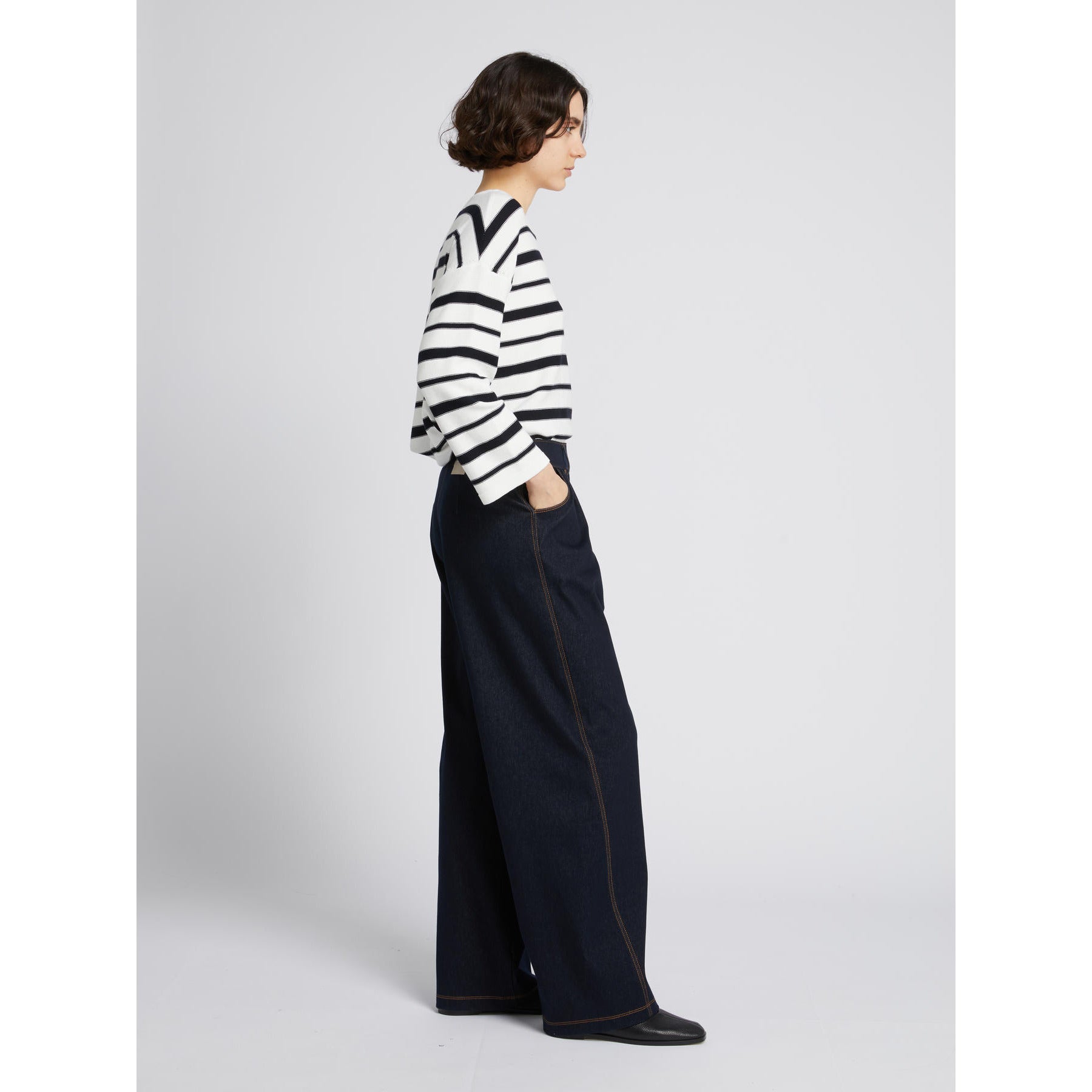 Pantalone in Jersey Effetto Denim MM by Max Mara - Blu Navy