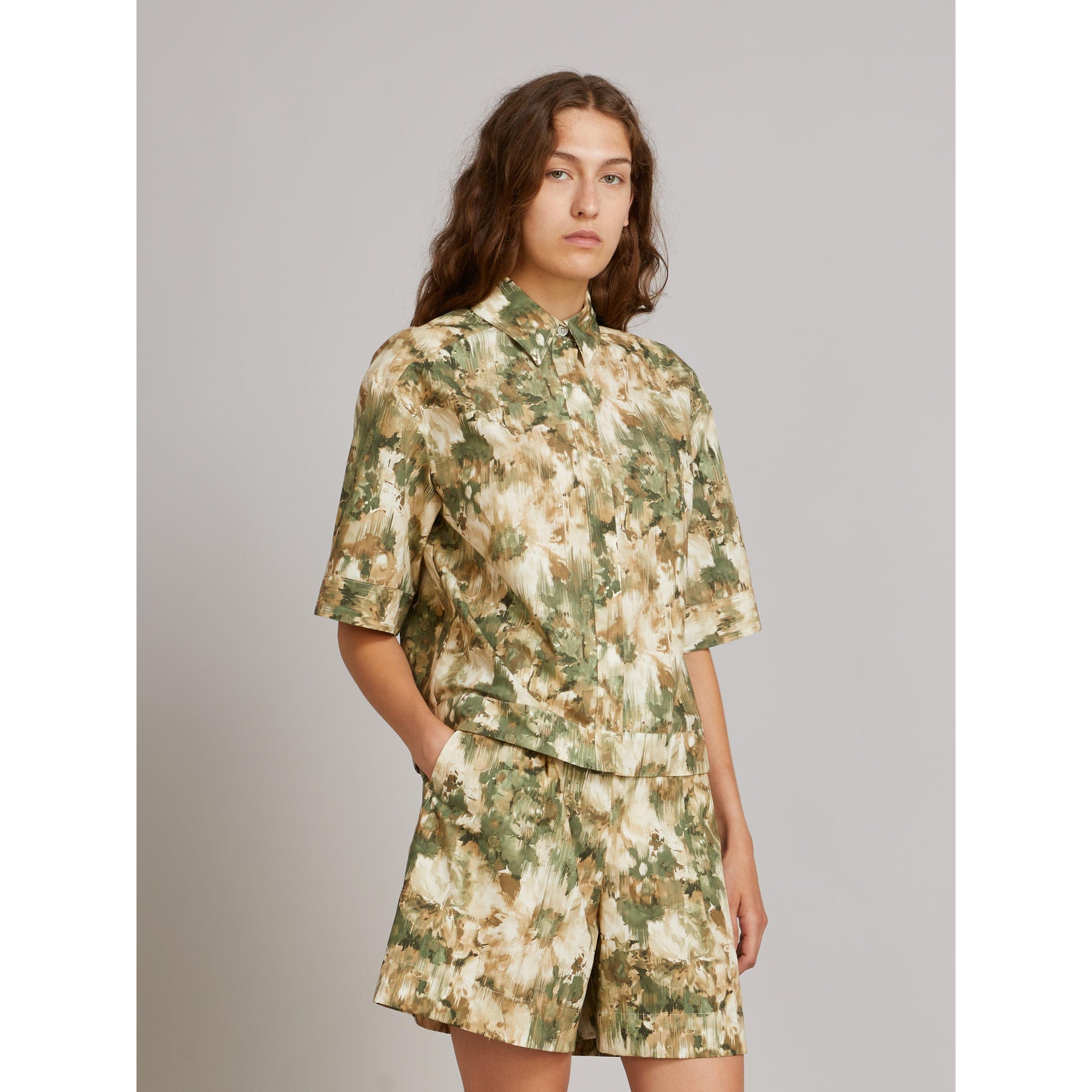 Camicia Crop a Maniche Corte MM by Max Mara- Muschio