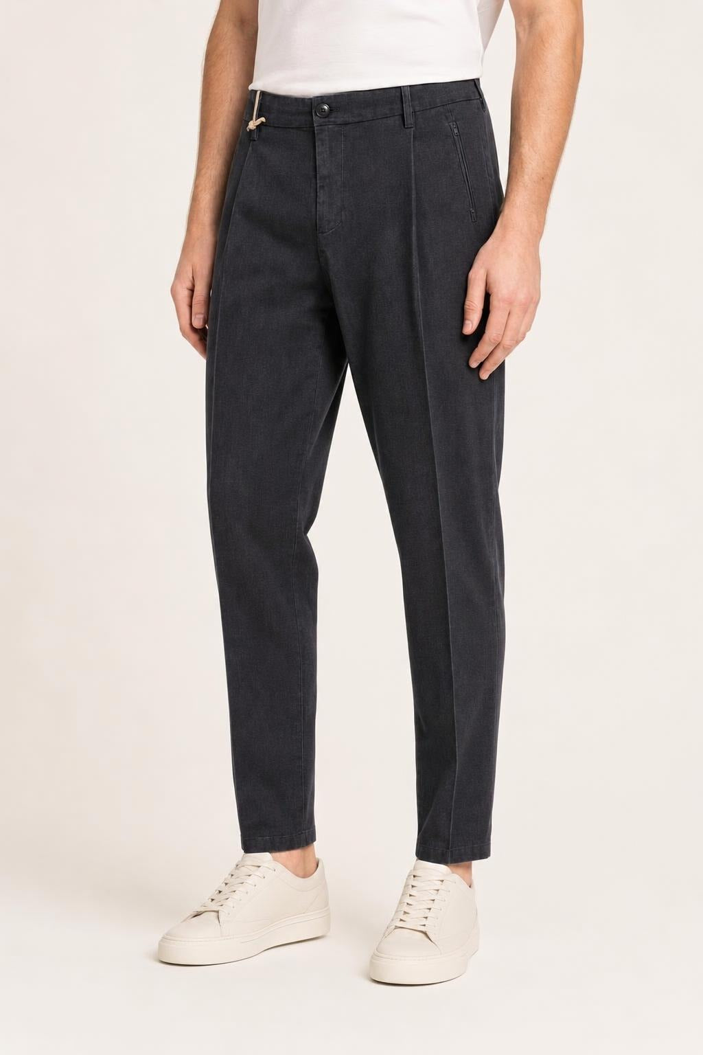 Briglia Pantaloni Manhattan Uomo con Piega - Nero