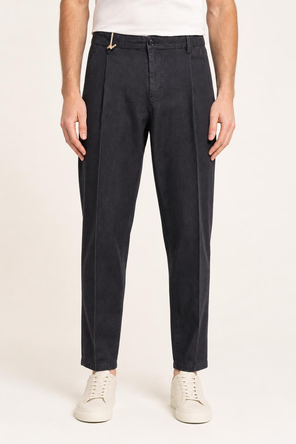 Briglia Pantaloni Manhattan Uomo con Piega - Nero