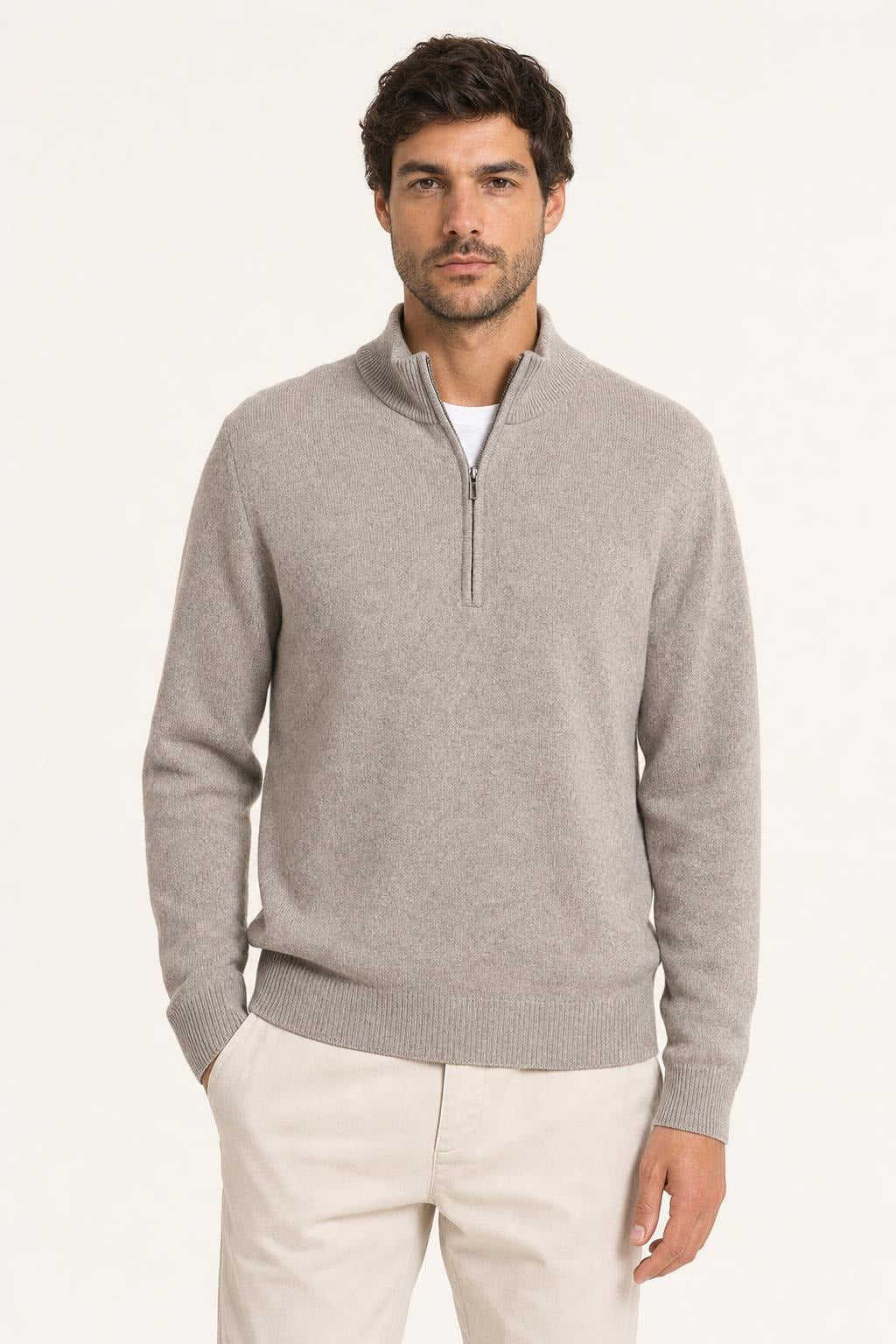 Maglione a Lupetto con Mezza Zip Diktat Uomo - Tortora