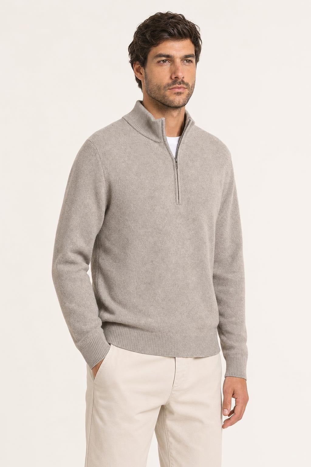 Maglione a Lupetto con Mezza Zip Diktat Uomo - Tortora