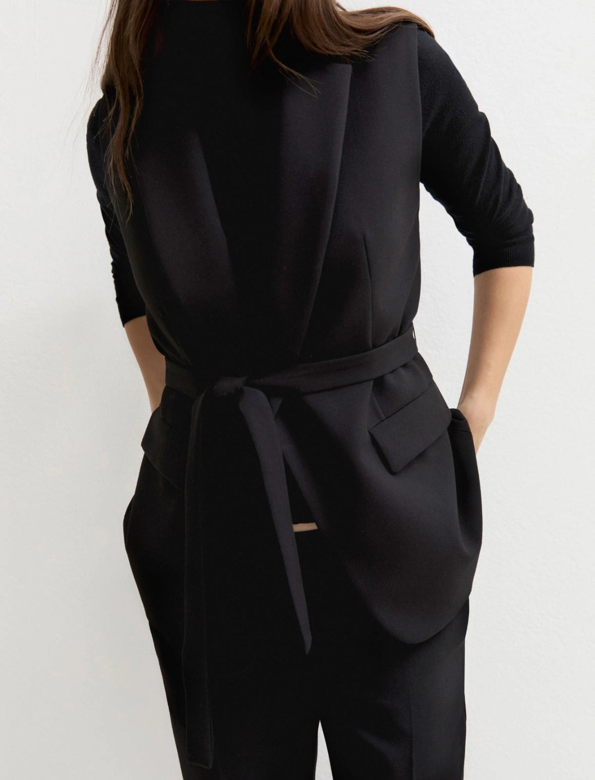 Gilet in doppio stretch - NERO