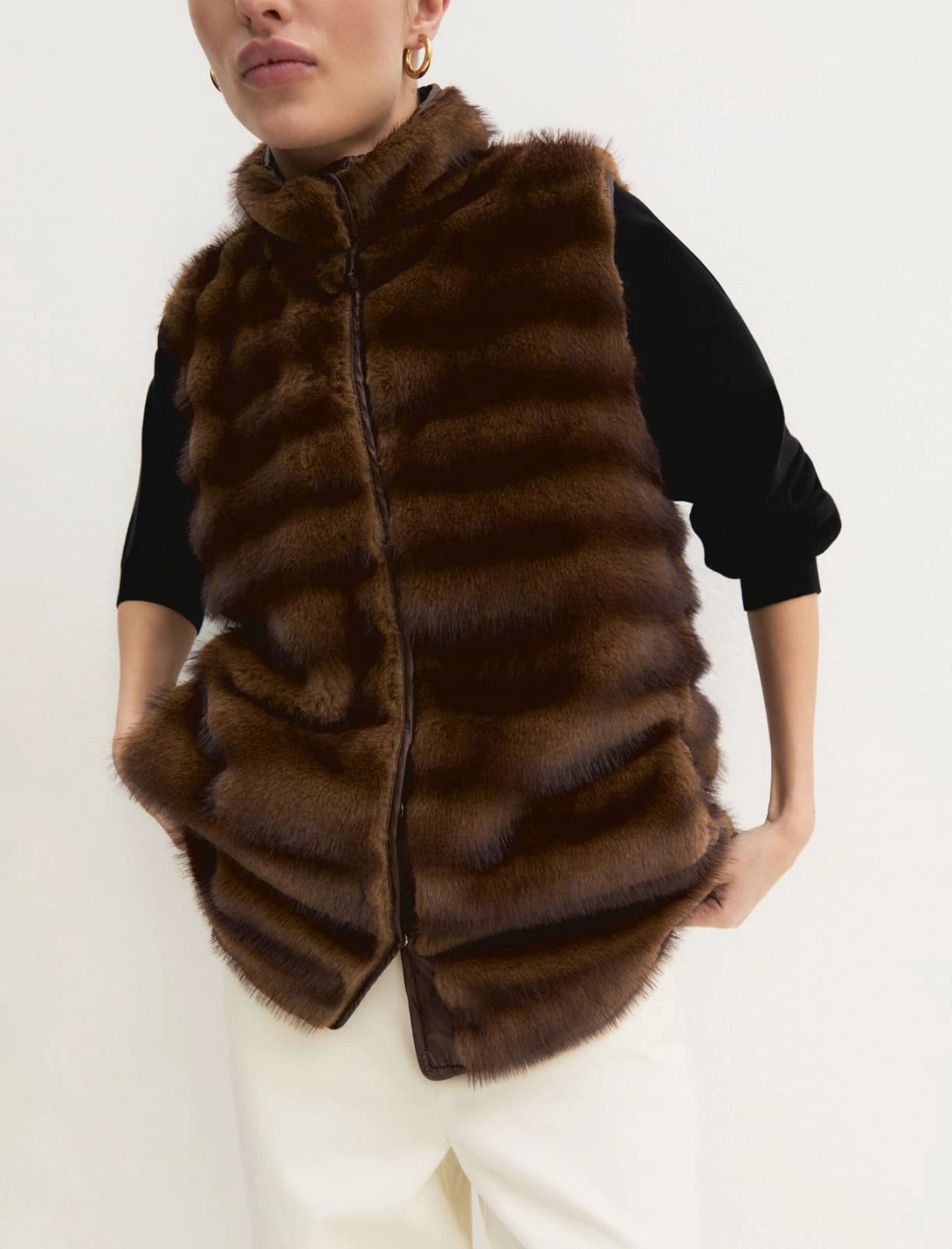 Gilet in furry EMME Marella color cognac